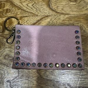 New Keep it Gypsy Becca light pink leather credit card holder rhinestones.